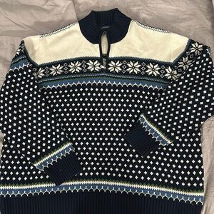 Lands’End Nordic Fair Isle 1/4 Zip Pullover Sweater Size XXL